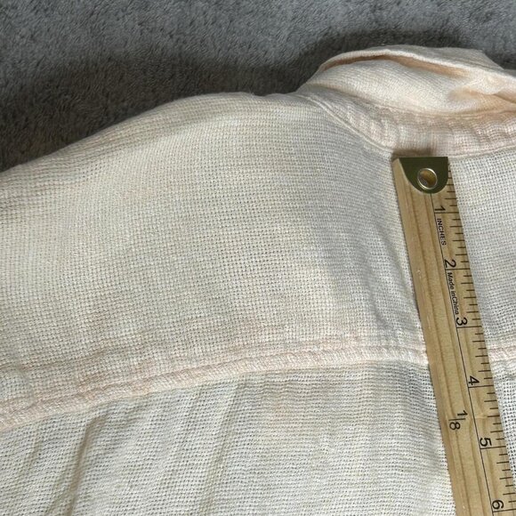 Faherty Shirt Womens Large Peach Gauze Woven Short Sleeve Button Up Lightweight - Picture 9 of 10